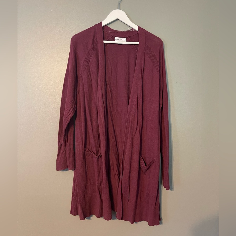 Long Plum colored cardigan